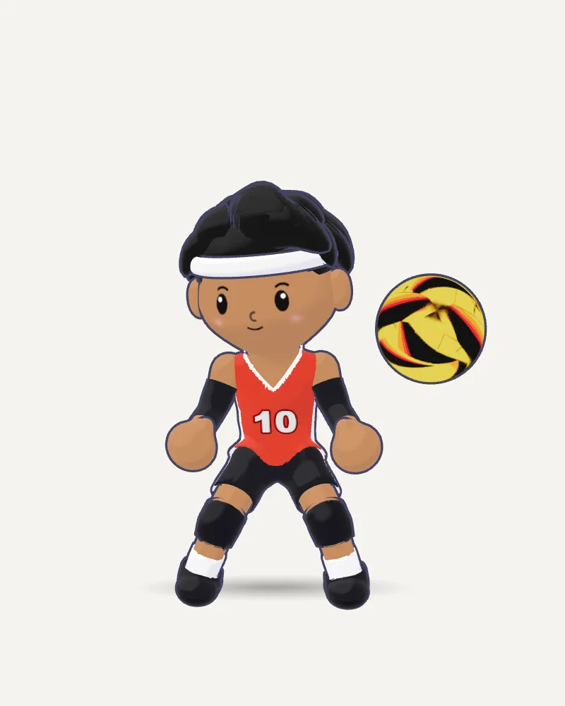 Ansoniq, Anthony's Backyard Volley player: a stylized character with a white headband, red number 10 jersey, black shorts, knee pads and arm sleeves.